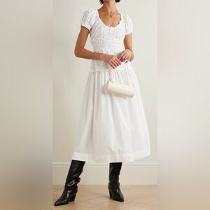 DÔEN Leanne shirred organic cotton-voile midi dress